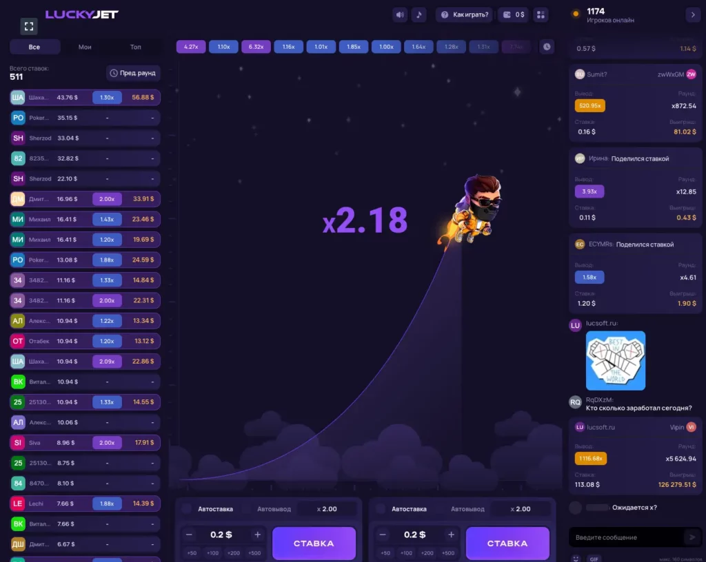 Игра Lucky Jet в казино 1Win