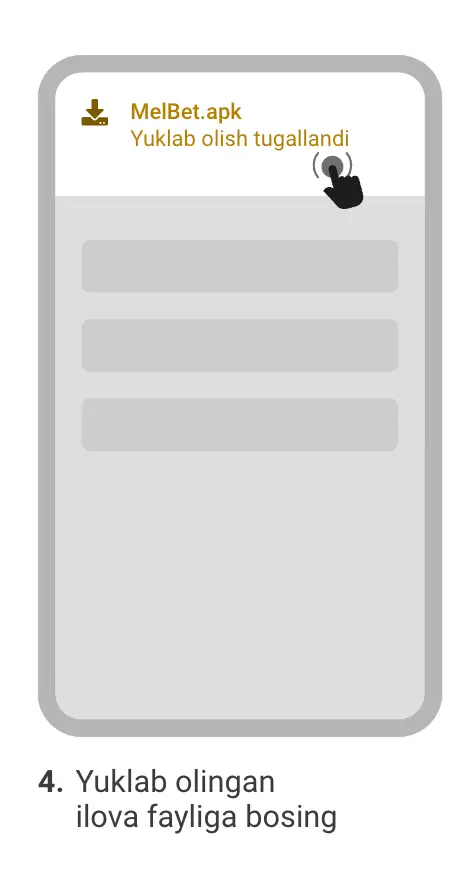 O‘zbekiston foydalanuvchilari uchun Melbet Casino Android apk yuklab olishning to‘rtinchi bosqichi (o‘zbek tilida).