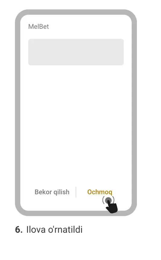 O‘zbekiston foydalanuvchilari uchun Melbet Casino Android apk yuklab olishning oltinchi bosqichi (o‘zbek tilida).