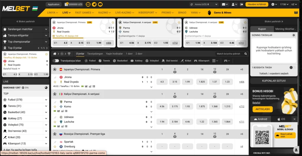 Melbet Casino Uzbekistan sports betting platform with live odds and markets