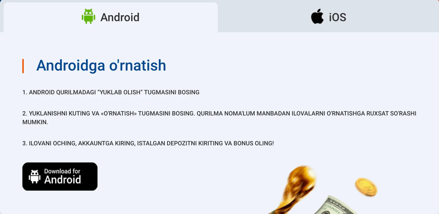 MostBet Android APK yuklab olish sahifasi — o‘zbek tilida APK tugmasi va o‘rnatish ko‘rsatmalari keltirilgan.