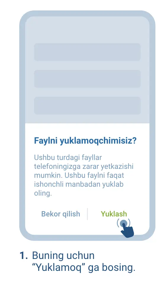 1xBet Android APK yuklab olish ekrani 1-bosqich