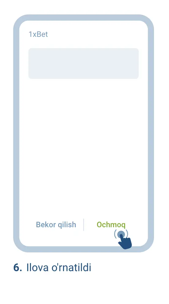 1xBet Android APK yuklab olish ekrani 6-bosqich