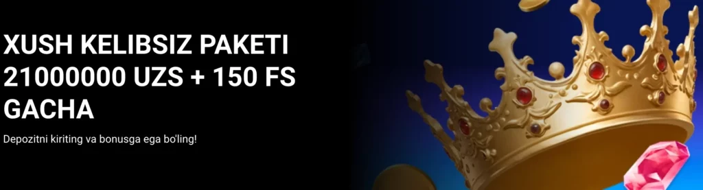 21 000 000 so‘m va 150 bepul aylantirish 200% xush kelibsiz bonusiga ega 1xBet Casino.