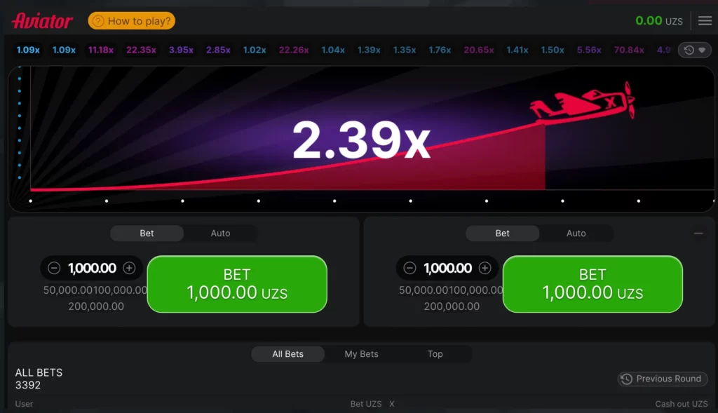 1Win Aviator o‘yini, real pul tikish va yutuqni naqd qilish imkoniyati.