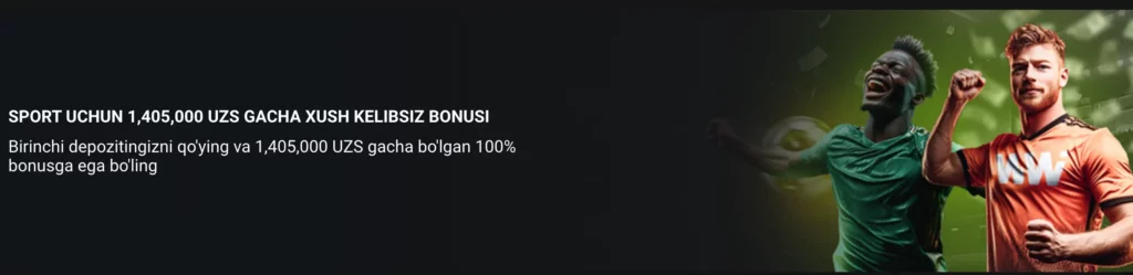 Win Win UZ sport tikish xush kelibsiz bonusi taklifi – 1 405 000 so‘m depozitga mos keluvchi bonus.