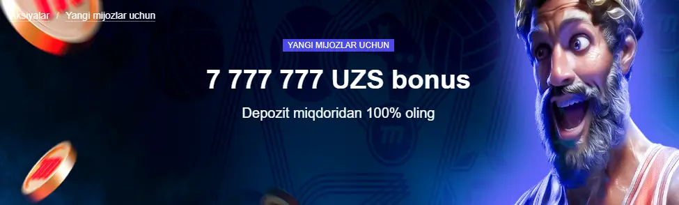 MarathonBet Uzbekistan jonli sport tikishlari uchun 7 777 777 so‘mgacha 100% bonus ko‘rsatilgan sahifa skrinshoti
