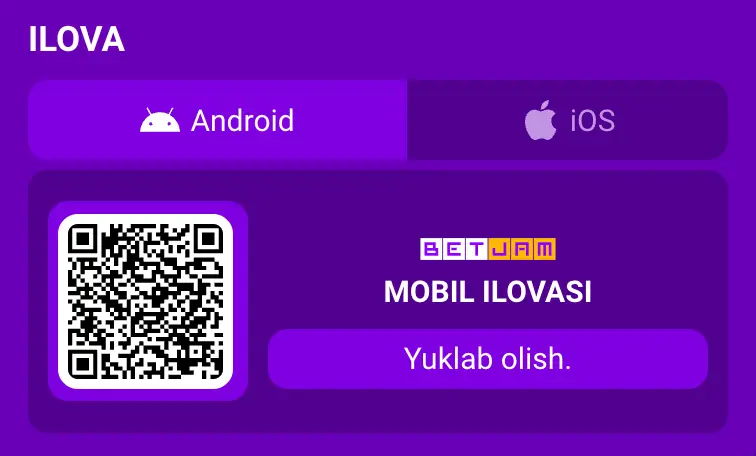 O‘zbek tilidagi ilova turlari keltirilgan BetJam Kazino O‘zbekiston Android APK yuklab olish sahifasi