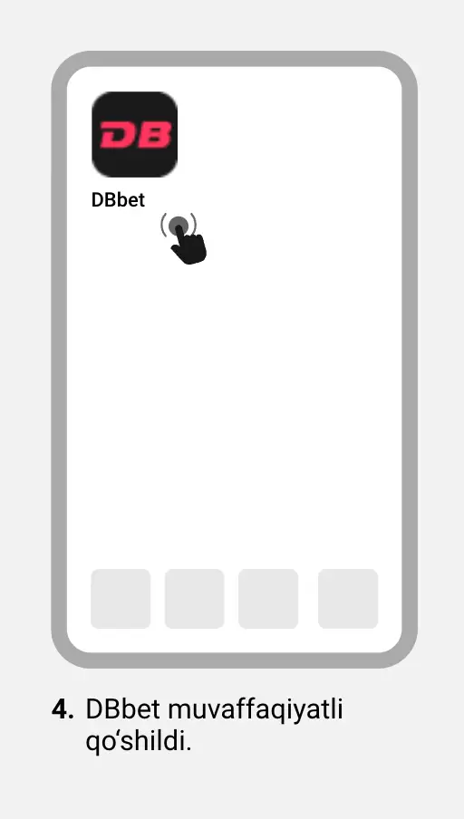 O‘rnatilgandan so‘ng iPhone bosh ekranida paydo bo‘lgan DBbet casino app ikonasi