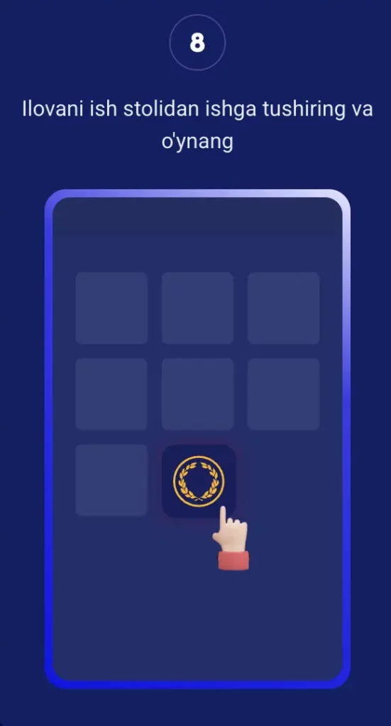Android telefonining bosh ekranida o‘rnatilgan va ishga tushirishga tayyor turgan Olymp Casino app.