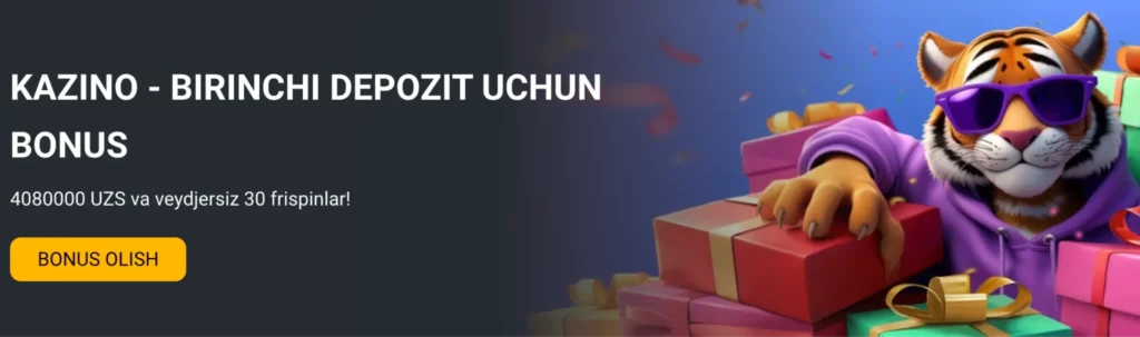 BetJam Casino xush kelibsiz bonusi banneri, yangi o‘zbek foydalanuvchilar uchun 4 080 000 so‘m moslashuvi bonusi va 30 bepul aylanishlar ko‘rsatilgan.