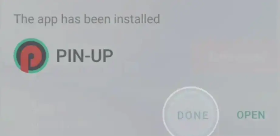 Kirish uchun ochiq havolani ko‘rsatayotgan PinUp app