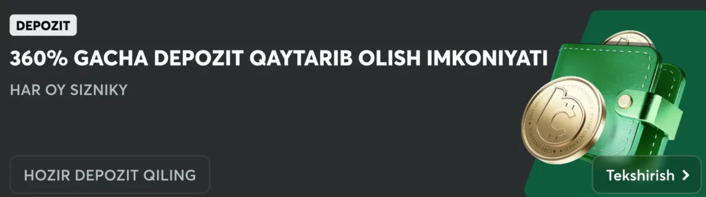 O‘zbekistonlik kazino o‘yinchilari uchun depozit bonusi va bepul aylantirishlar bilan BC.Game kazino xush kelibsiz bonusining skrinshoti.