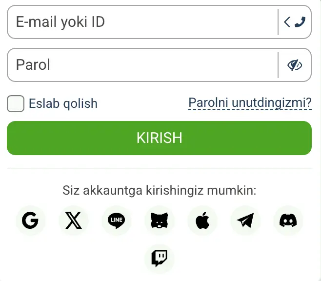Kazino o‘yinchilari uchun elektron pochta manzili va parol maydonlari aks etgan BetLabel O‘zbekiston kirish shakli skrinshoti.